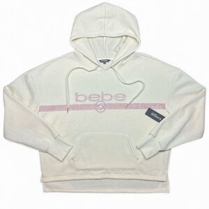 Bebe Cream Hoodie with Pink Embellishment